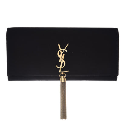 Saint Laurent Velvet Classic Monogram Cassandre Tassel Clutch Black 1 of 7