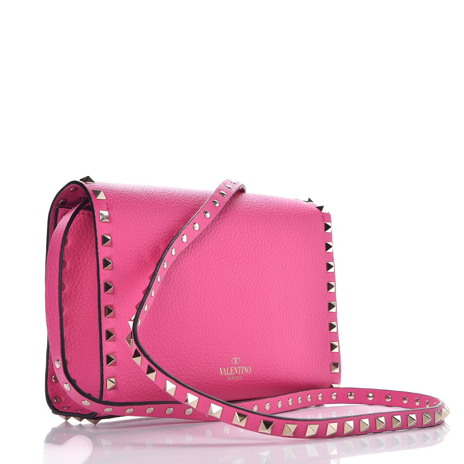Valentino Garavani Pebbled Calfskin Medium Rockstud Flip Lock Crossbody Bag Pink Orchid 3 of 6