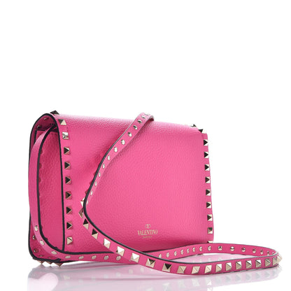 Valentino Garavani Pebbled Calfskin Medium Rockstud Flip Lock Crossbody Bag Pink Orchid 3 of 6