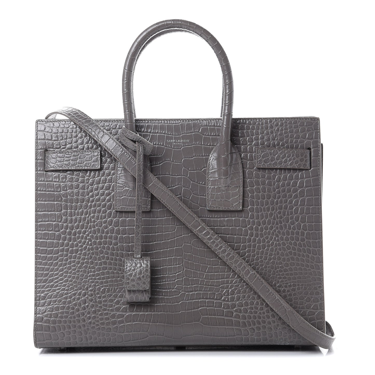 Calfskin Crocodile Embossed Small Sac De Jour Fog