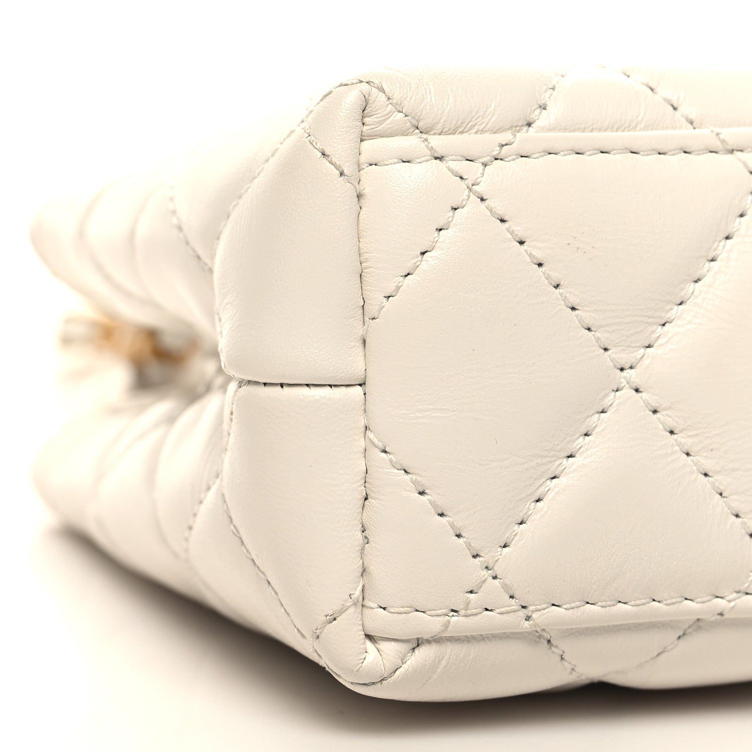 Chanel Shiny Aged Calfskin Quilted Nano Kelly Shopper White 9 of 11