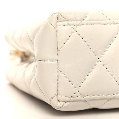 Chanel Shiny Aged Calfskin Quilted Nano Kelly Shopper White 9 of 11