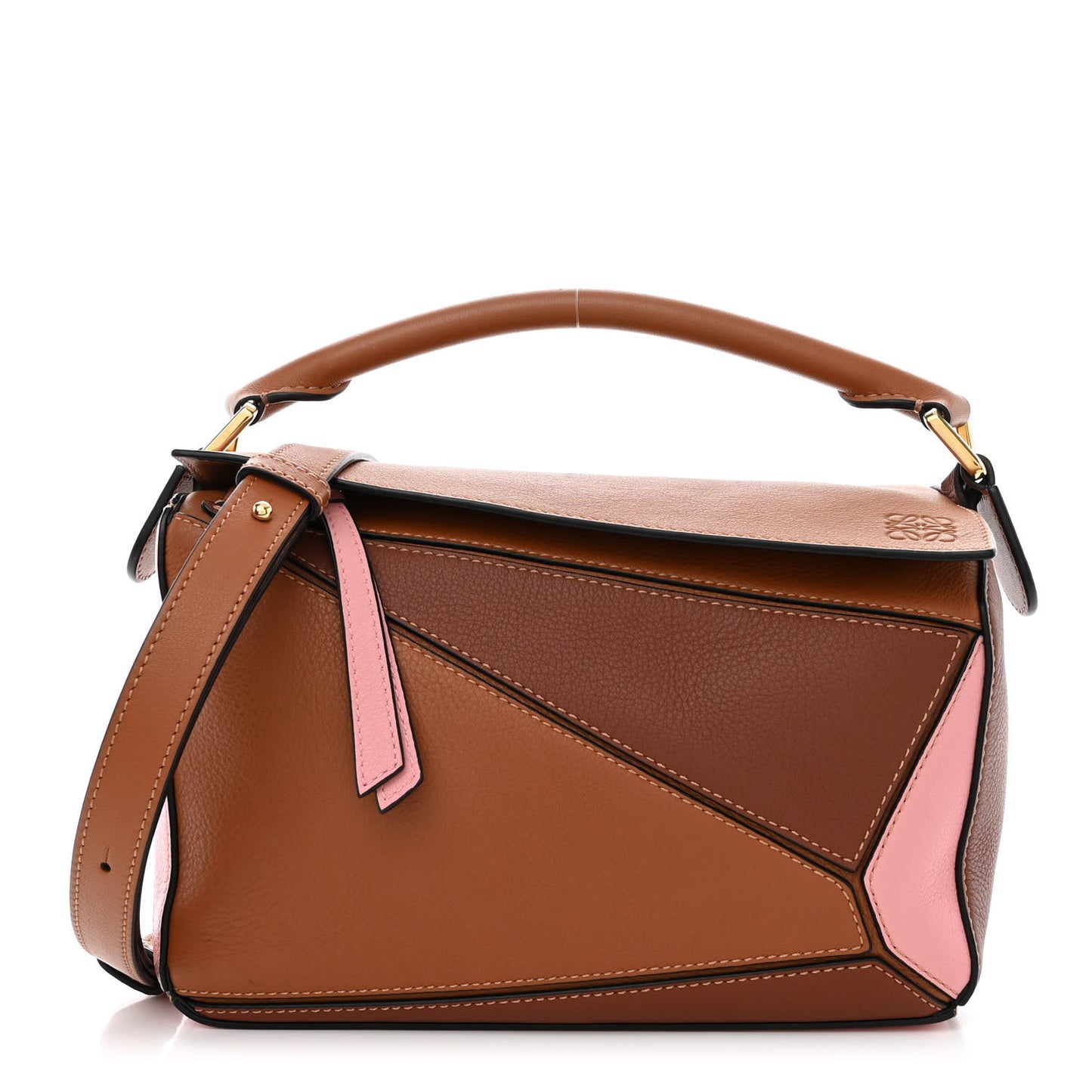 Calfskin Small Puzzle Bag Tan Pink