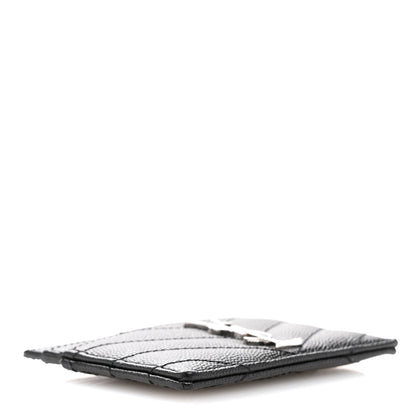 Saint Laurent Grain De Poudre Matelasse Chevron Monogram Credit Card Case Black 4 of 9