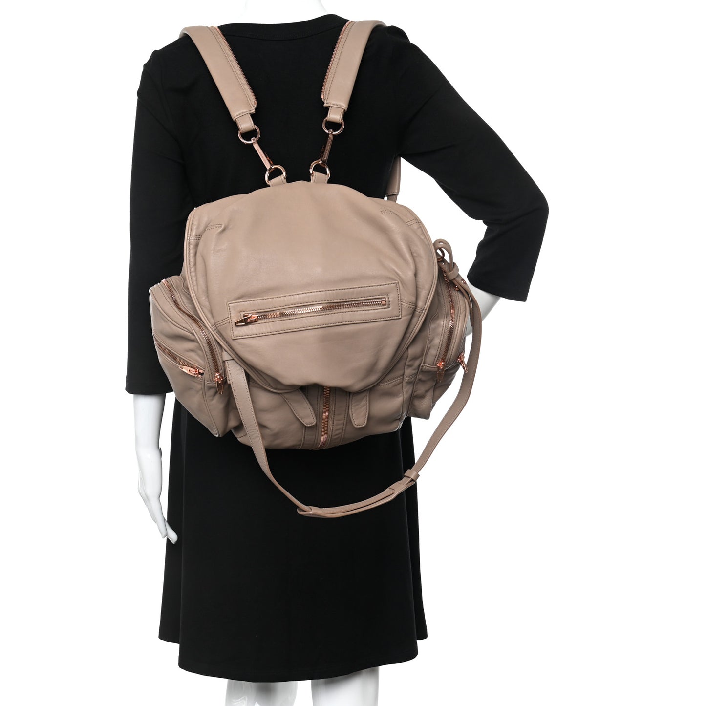 Lambskin Mini Marti Backpack Latte Rose Gold Hardware