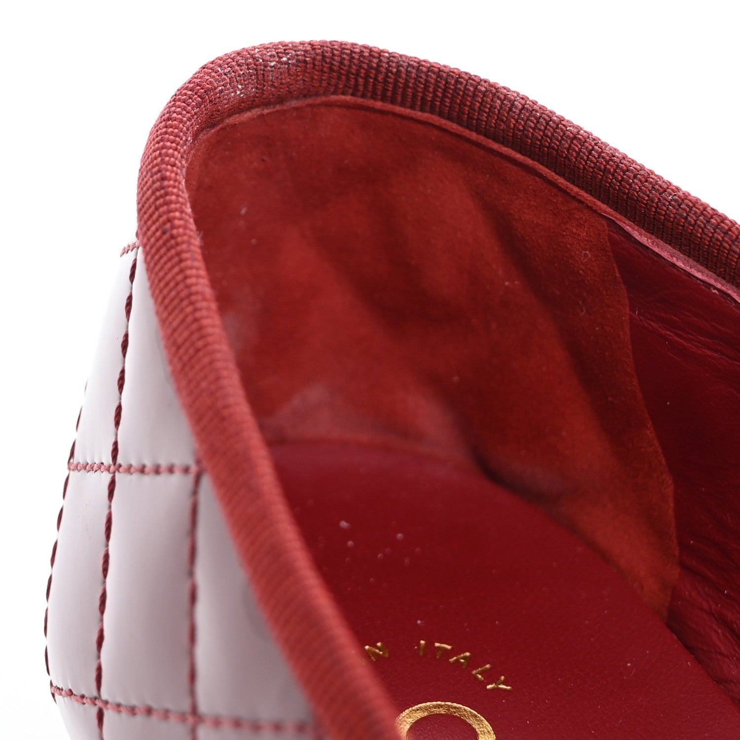 Chanel Patent Quilted Cap Toe CC Ballerina Flats 35.5 Red 10 of 12
