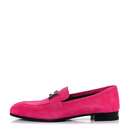 Hermes Suede Goatskin Paris Loafers 37.5 Rose Fuchsia 1 of 4