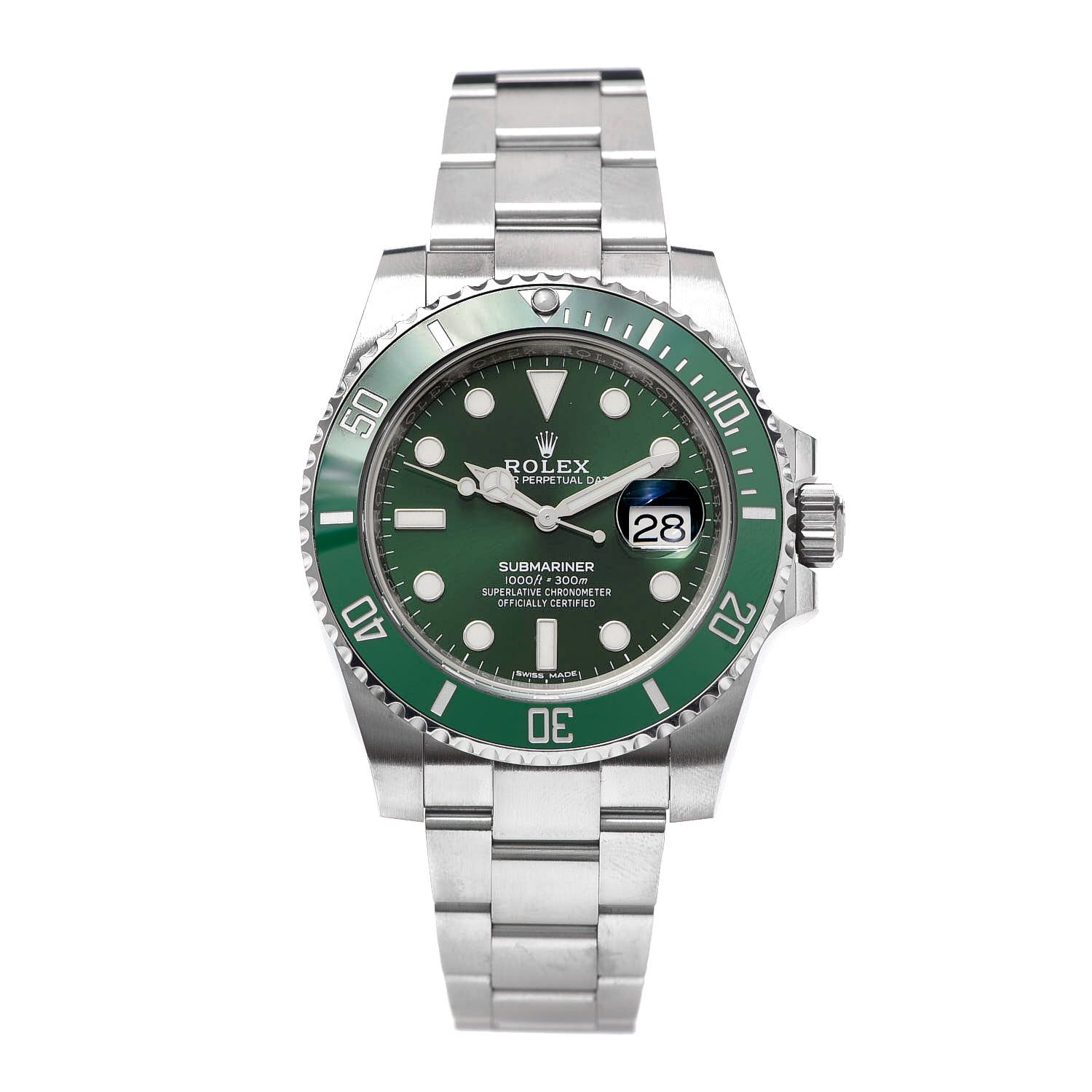 Rolex Stainless Steel 40mm Oyster Perpetual Submariner Date Hulk Watch Green 116610LV 1 of 6