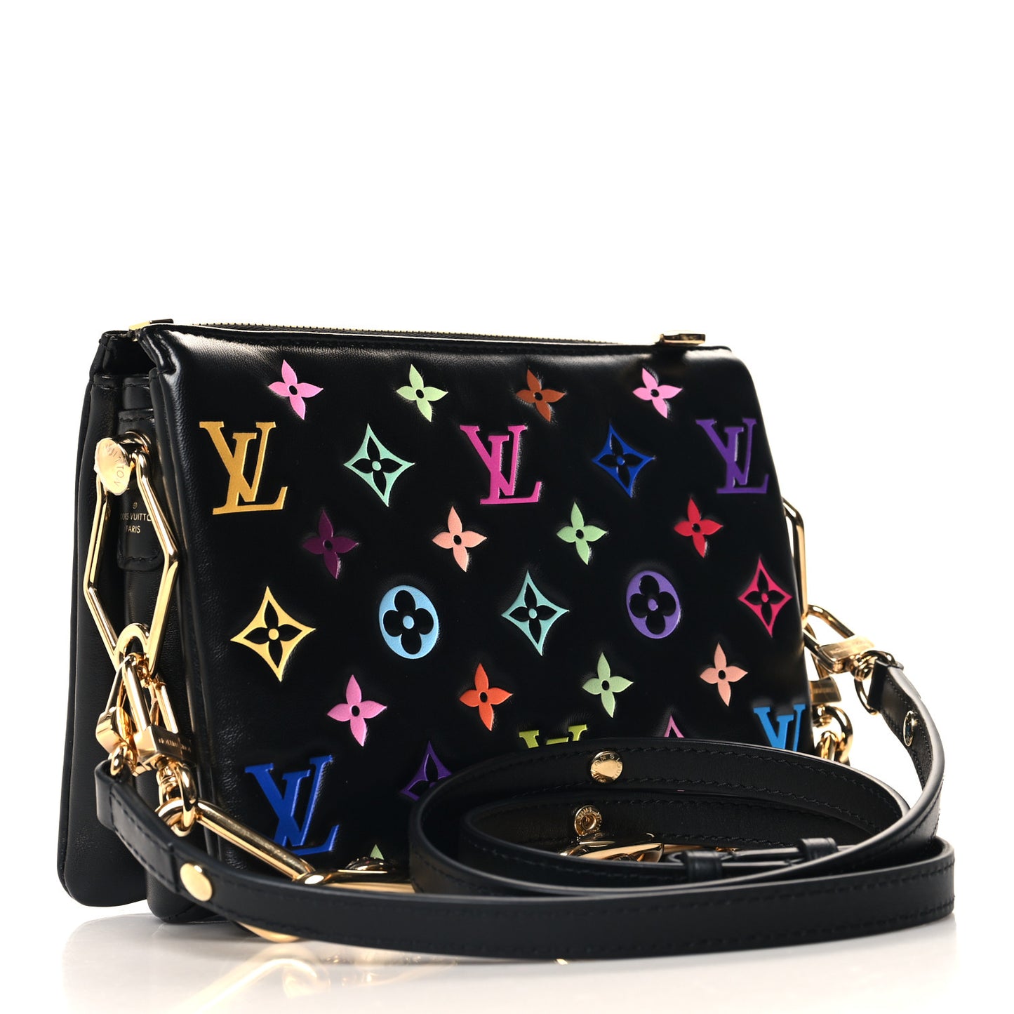 LV X TM Lambskin Embossed Monogram Coussin BB Black Multicolor