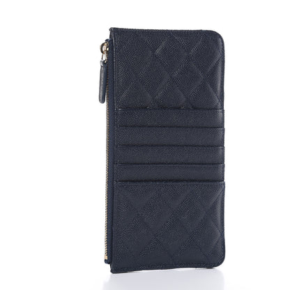 Chanel Caviar Quilted Classic Flat Wallet Pouch Navy 3 of 8