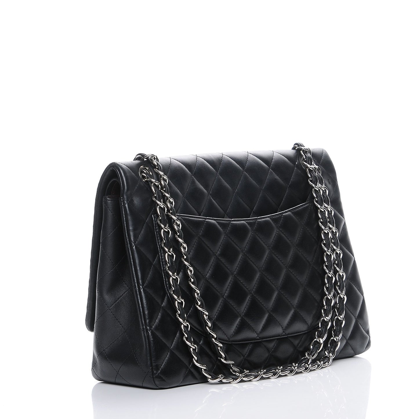Lambskin Quilted Maxi Double Flap Black