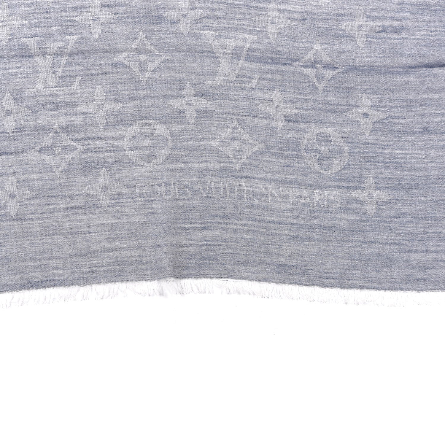 Louis Vuitton Wool Cotton Silk Daily Monogram Stole Denim 3 of 4
