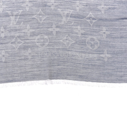 Louis Vuitton Wool Cotton Silk Daily Monogram Stole Denim 3 of 4