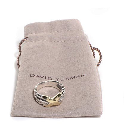 David Yurman Sterling Silver 14k Yellow Gold X Triple Row Ring 7 9 of 9
