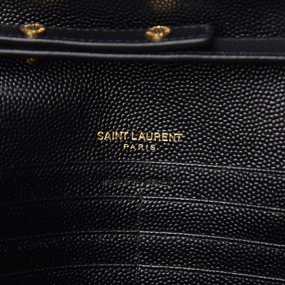 Saint Laurent Grain De Poudre Matelasse Chevron Monogram Chain Wallet Black 7 of 11