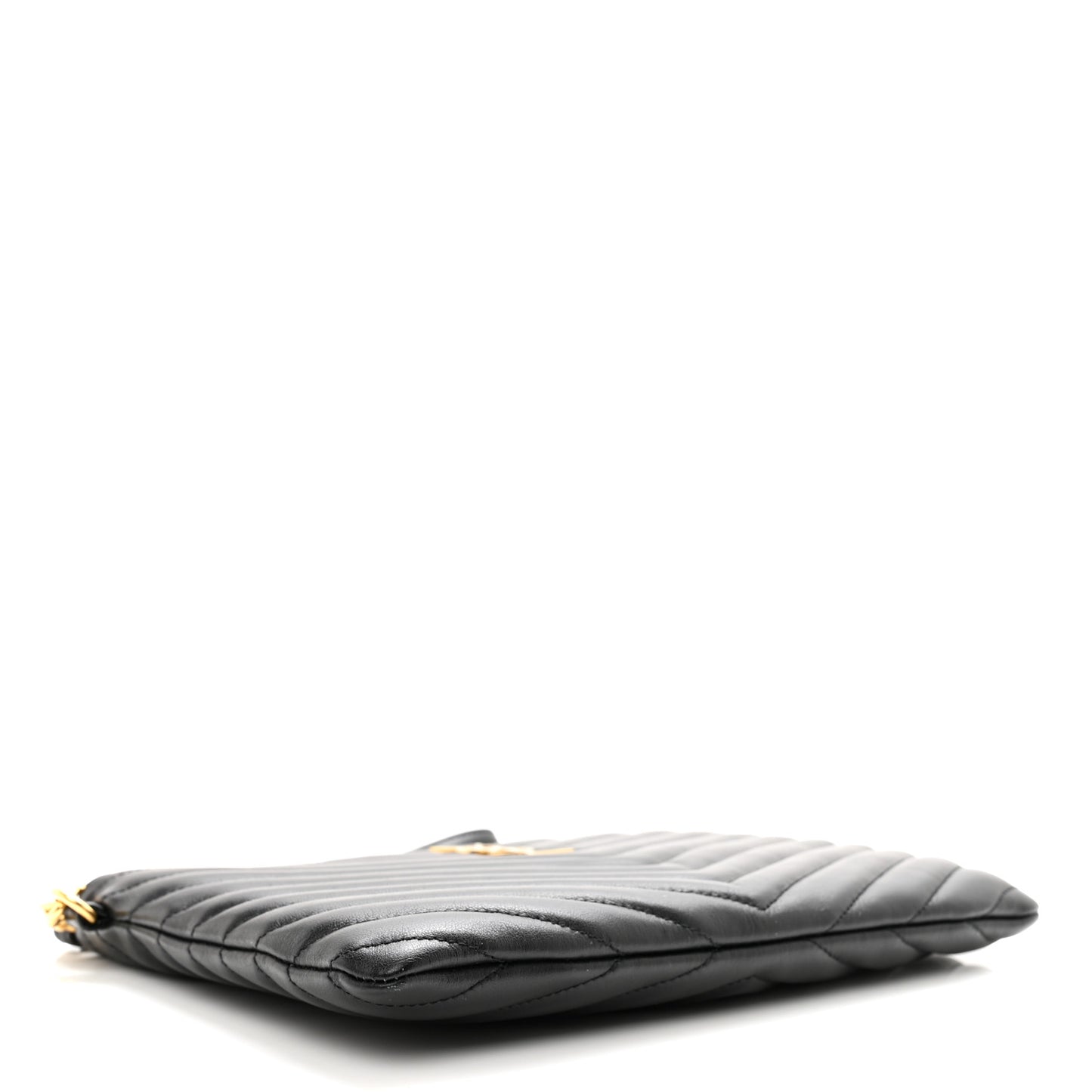 Calfskin Matelasse Chevron Monogram A5 Wristlet Black