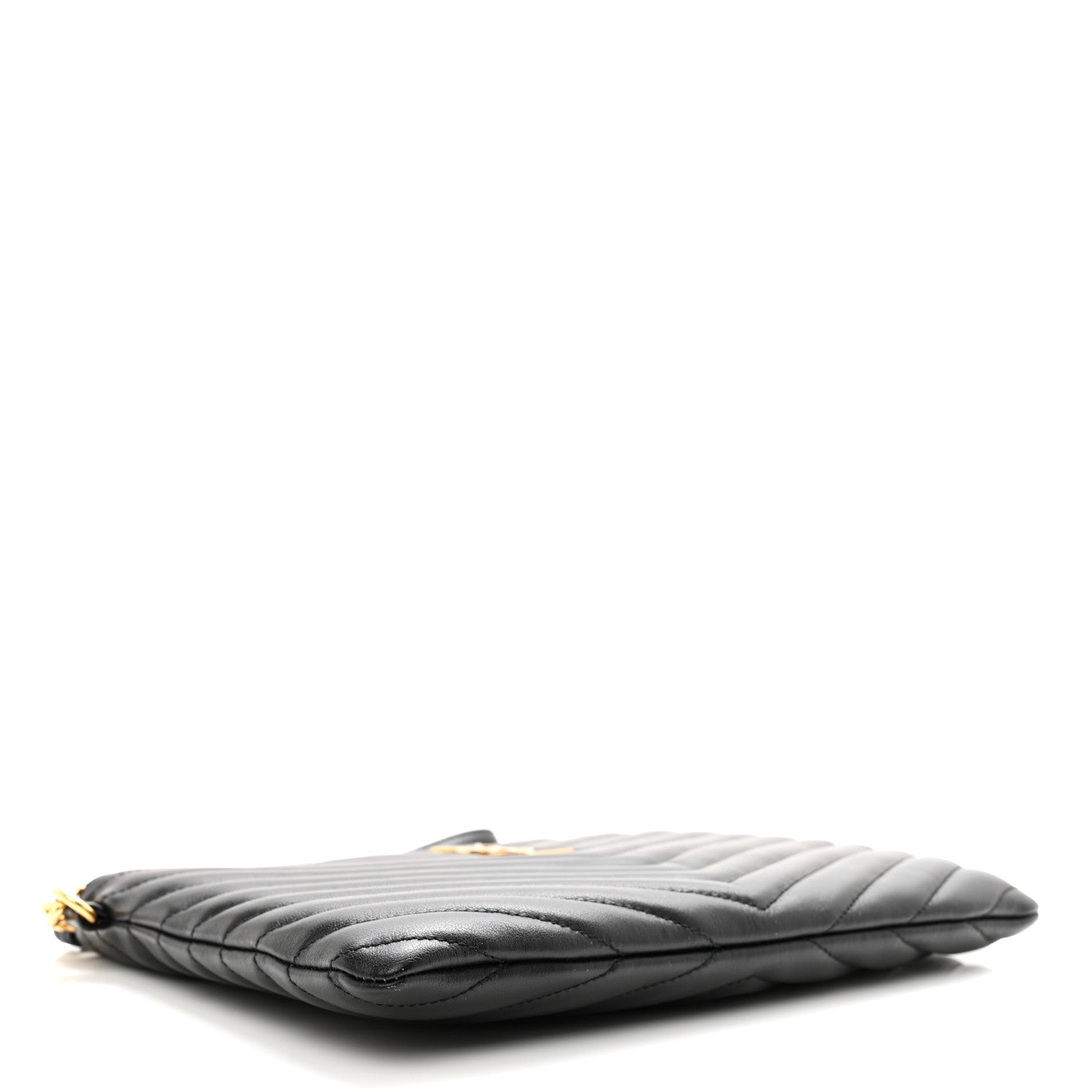 Saint Laurent Calfskin Matelasse Chevron Monogram A5 Wristlet Black 5 of 8