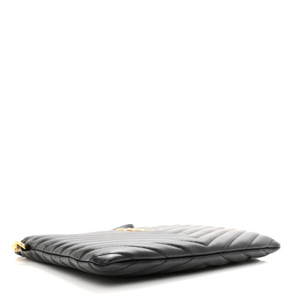 Saint Laurent Calfskin Matelasse Chevron Monogram A5 Wristlet Black 5 of 8