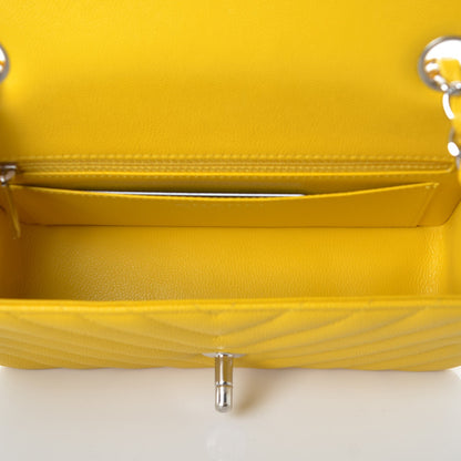 Chanel Caviar Chevron Quilted Mini Rectangular Flap Yellow 5 of 8
