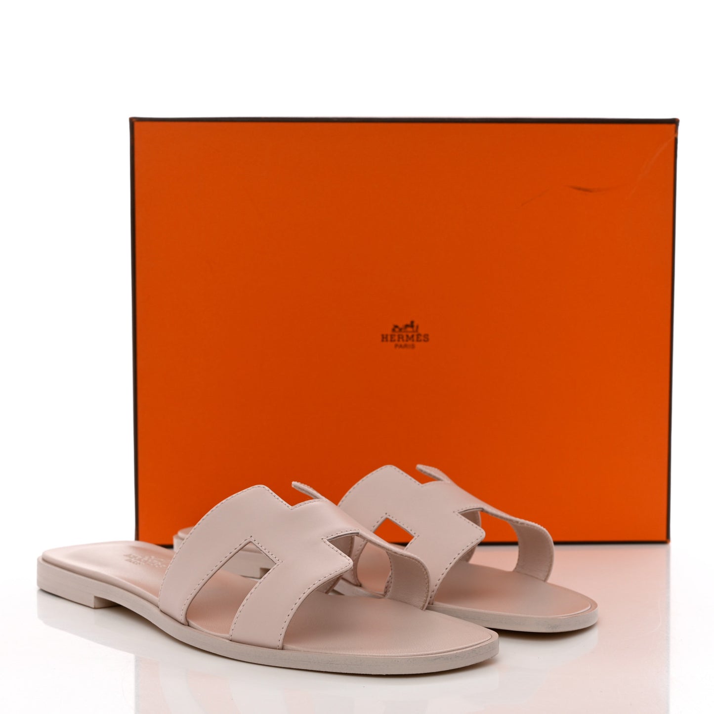 Box Calfskin Oran Sandals 38.5 Rose Pale