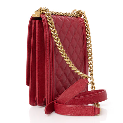 Chanel Caviar Quilted North South Boy Flap Red 3 of 10