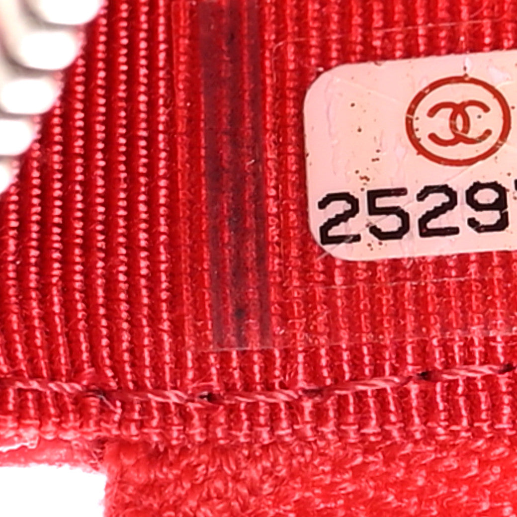 Chanel Caviar Chevron Quilted Zip Pouch Red 7 of 7
