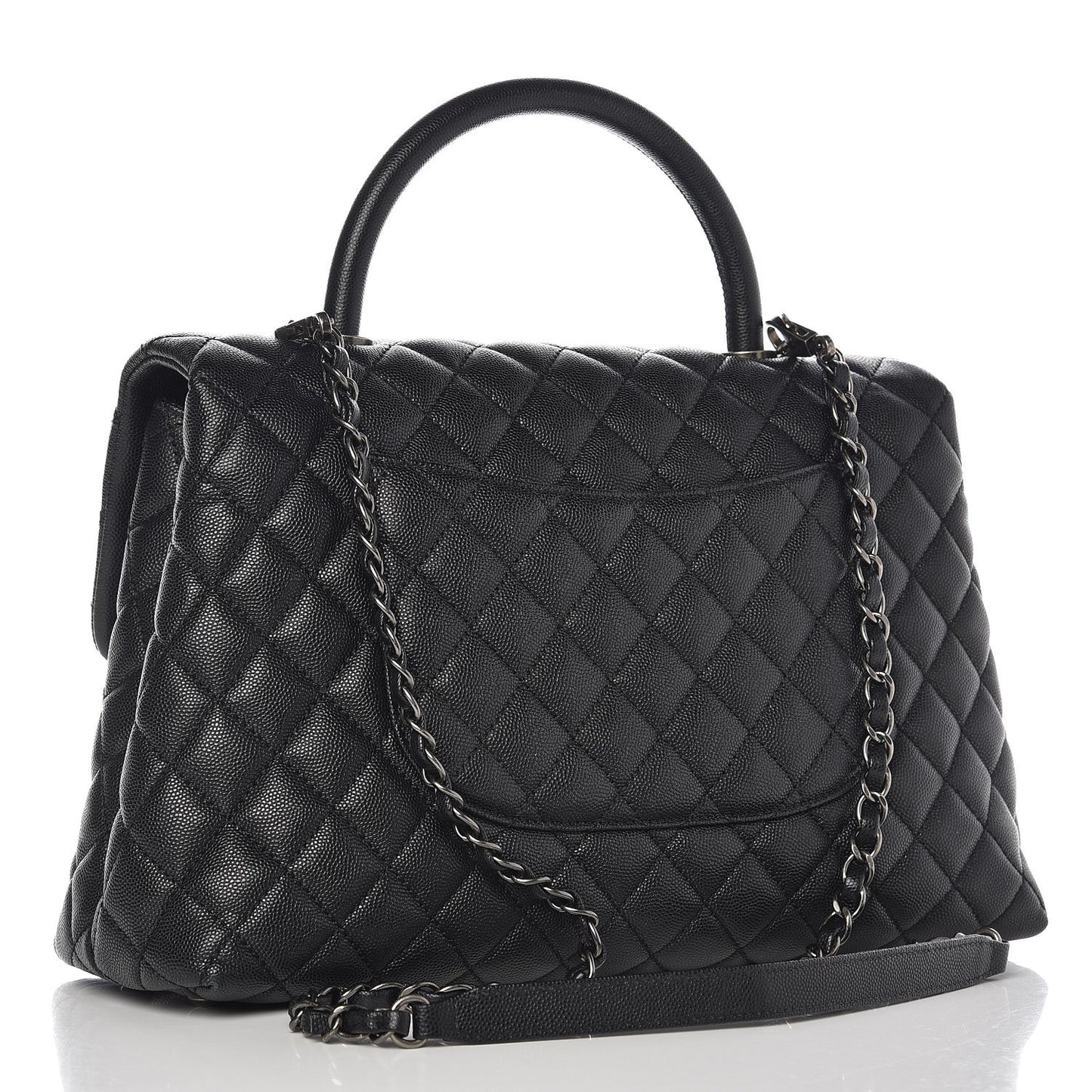 Caviar Quilted Medium Coco Handle Flap Black