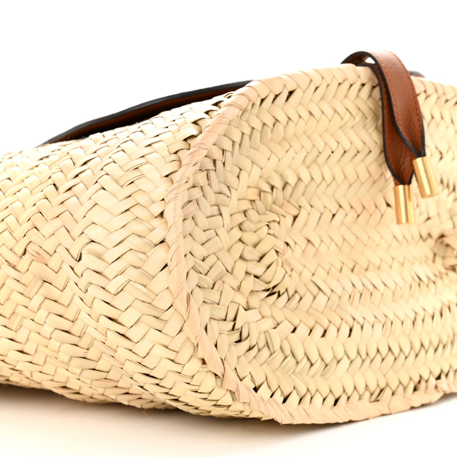 Chloe Raffia Small Grain Calfskin Medium Marcie Basket Tan 8 of 11