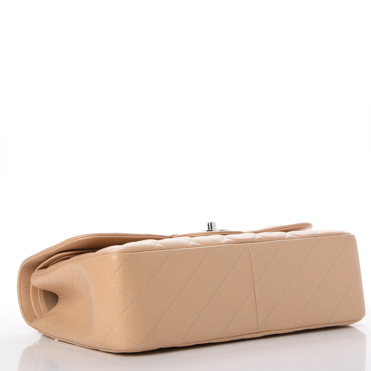 Caviar Quilted Jumbo Double Flap Beige Clair