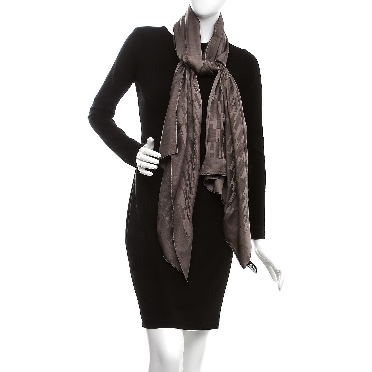 Hermes Silk Wool Faconnee Grand H Scarf 2 of 6