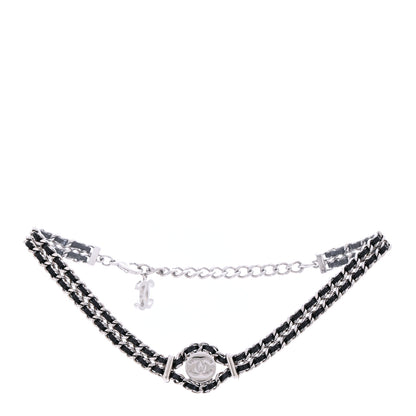 Chanel Lambskin CC Chain Choker Necklace Silver Black Silver Black 3 of 7