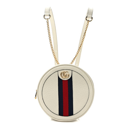 Gucci Textured Calfskin Web Mini Ophidia Round Backpack Mystic White 1 of 8