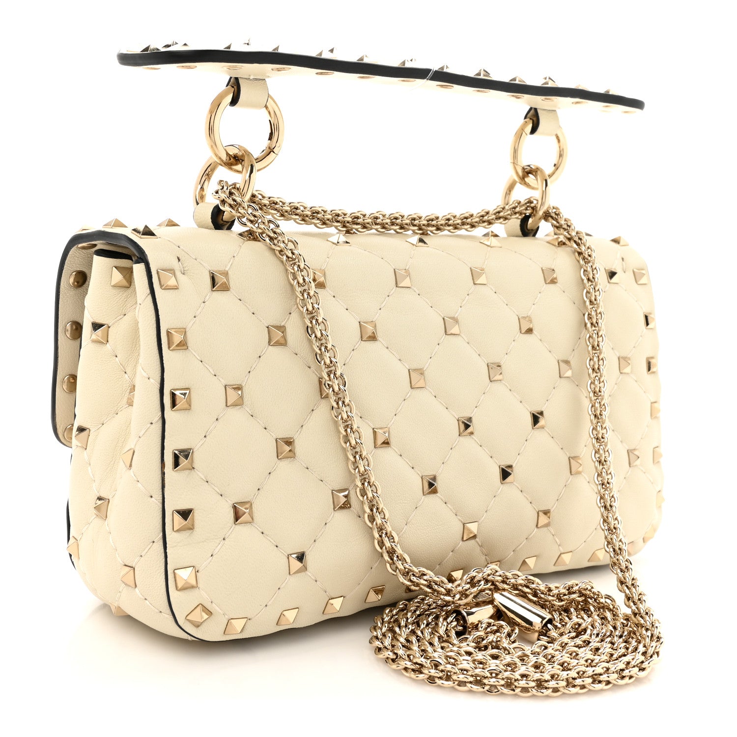Valentino Garavani Nappa Small Rockstud Spike Shoulder Bag Light Ivory 3 of 11
