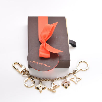 Louis Vuitton Brass Enamel Fleur De Monogram Bag Charm Chain Gold 5 of 5