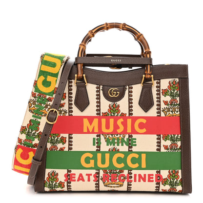 Gucci Canvas Calfskin Medium Gucci 100 Music Is Mine Diana Tote Bag New Acero 1 of 10