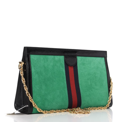 Gucci Suede Patent Web Medium Ophidia Chain Shoulder Bag New Shamarock Black 3 of 10