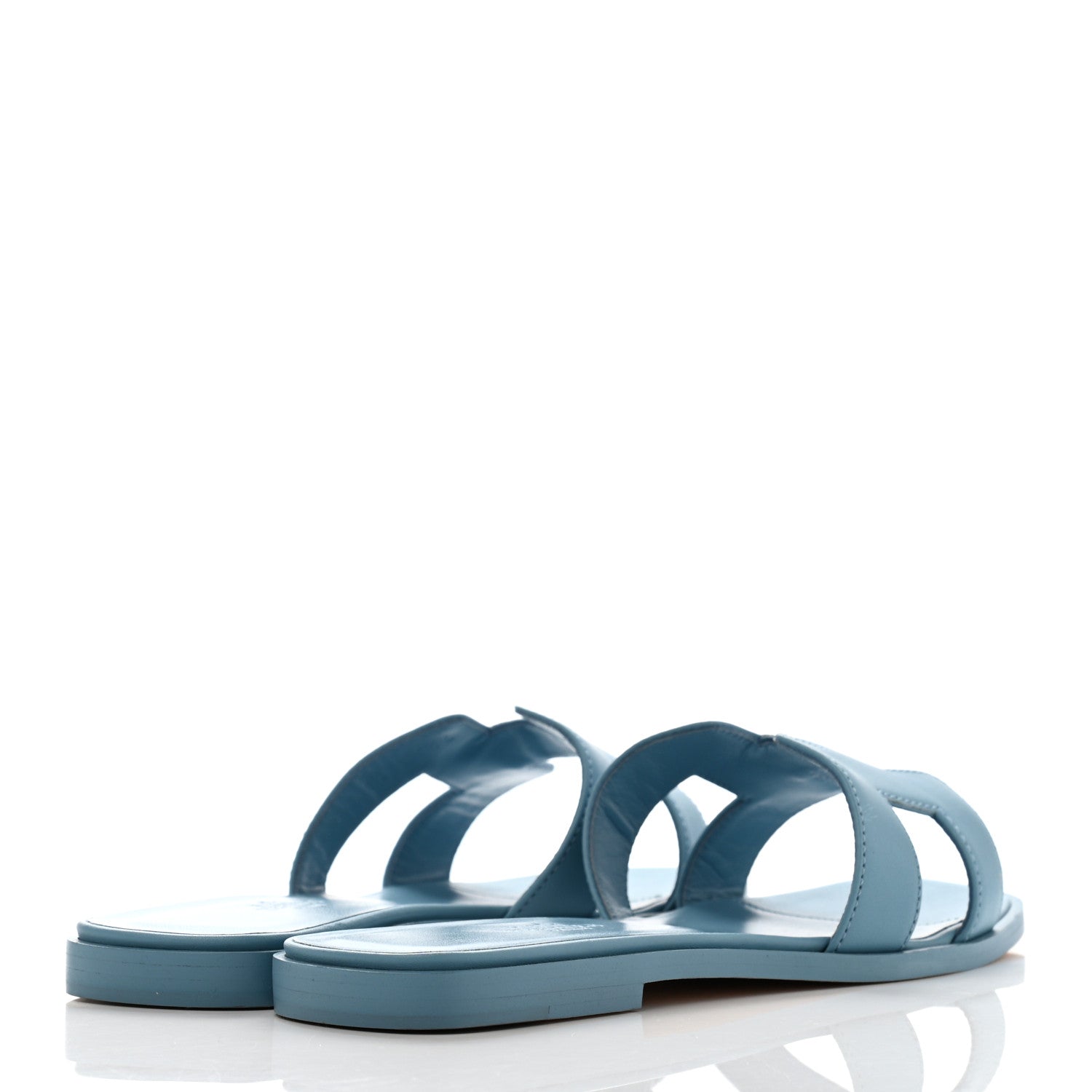 Hermes Calfskin Oran Sandals 37.5 Bleu Dorset 4 of 10