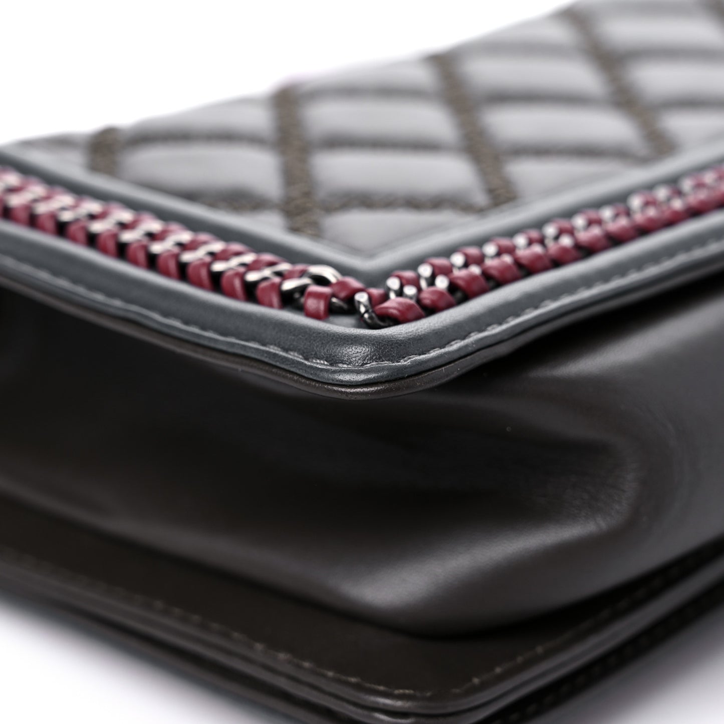 Calfskin Quilted Medium Boy Top Handle Flap Burgundy Black Blue