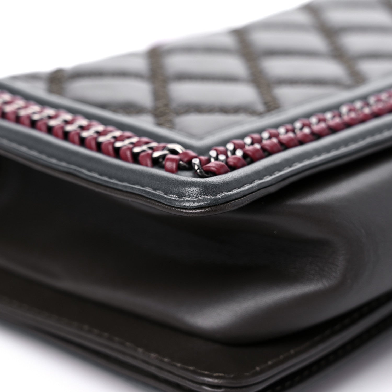 Chanel Calfskin Quilted Medium Boy Top Handle Flap Burgundy Black Blue 9 of 13