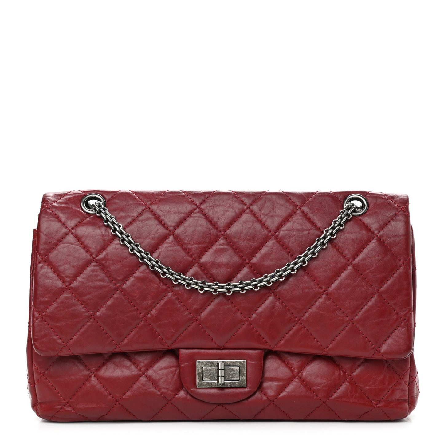 Aged Calfskin Quilted 2.55 Reissue 227 Flap Red