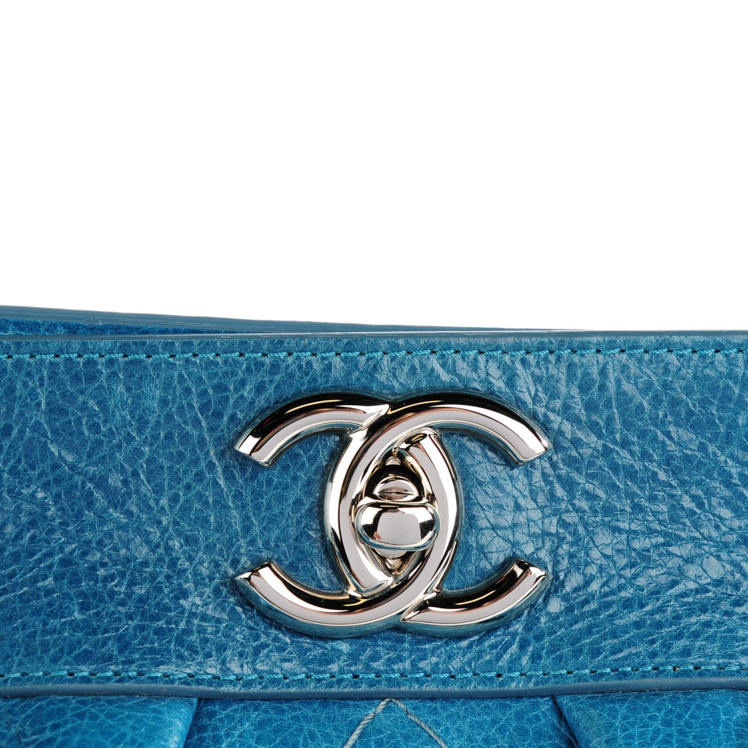 Chanel Glazed Calfskin Large On The Road Frame Tote Blue 10 of 10
