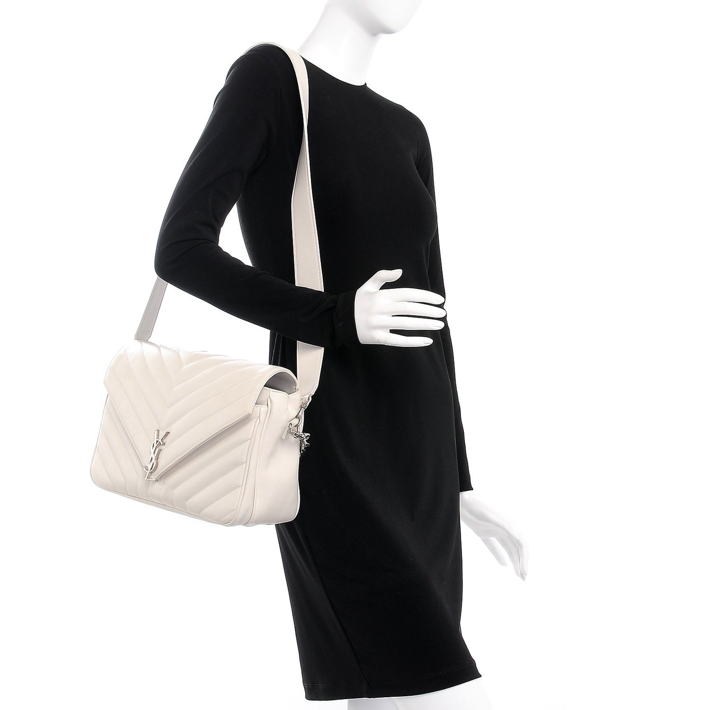 Calfskin Y Quilted Monogram Loulou Shoulder Bag Porcellana