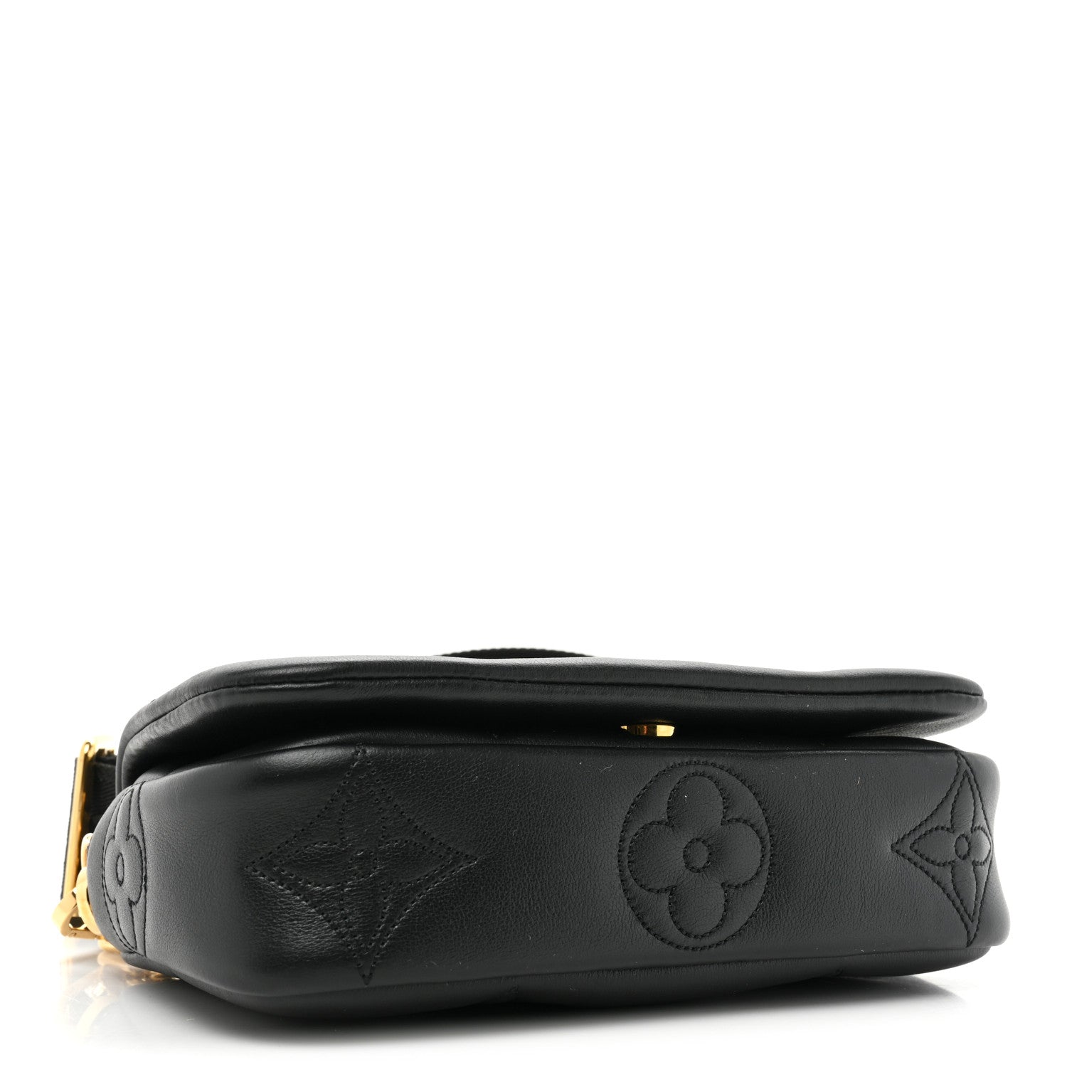 Louis Vuitton Calfskin Bubblegram Wallet On Strap Black 4 of 10