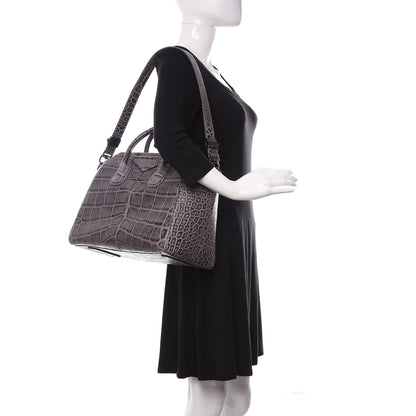 Givenchy Calfskin Crocodile Embossed 3D Stud Medium Antigona Storm Grey 2 of 12