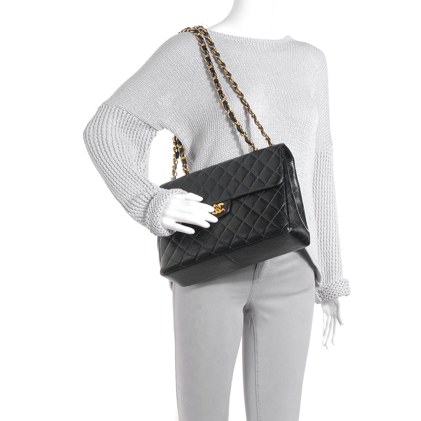 Caviar Jumbo Single Flap Black