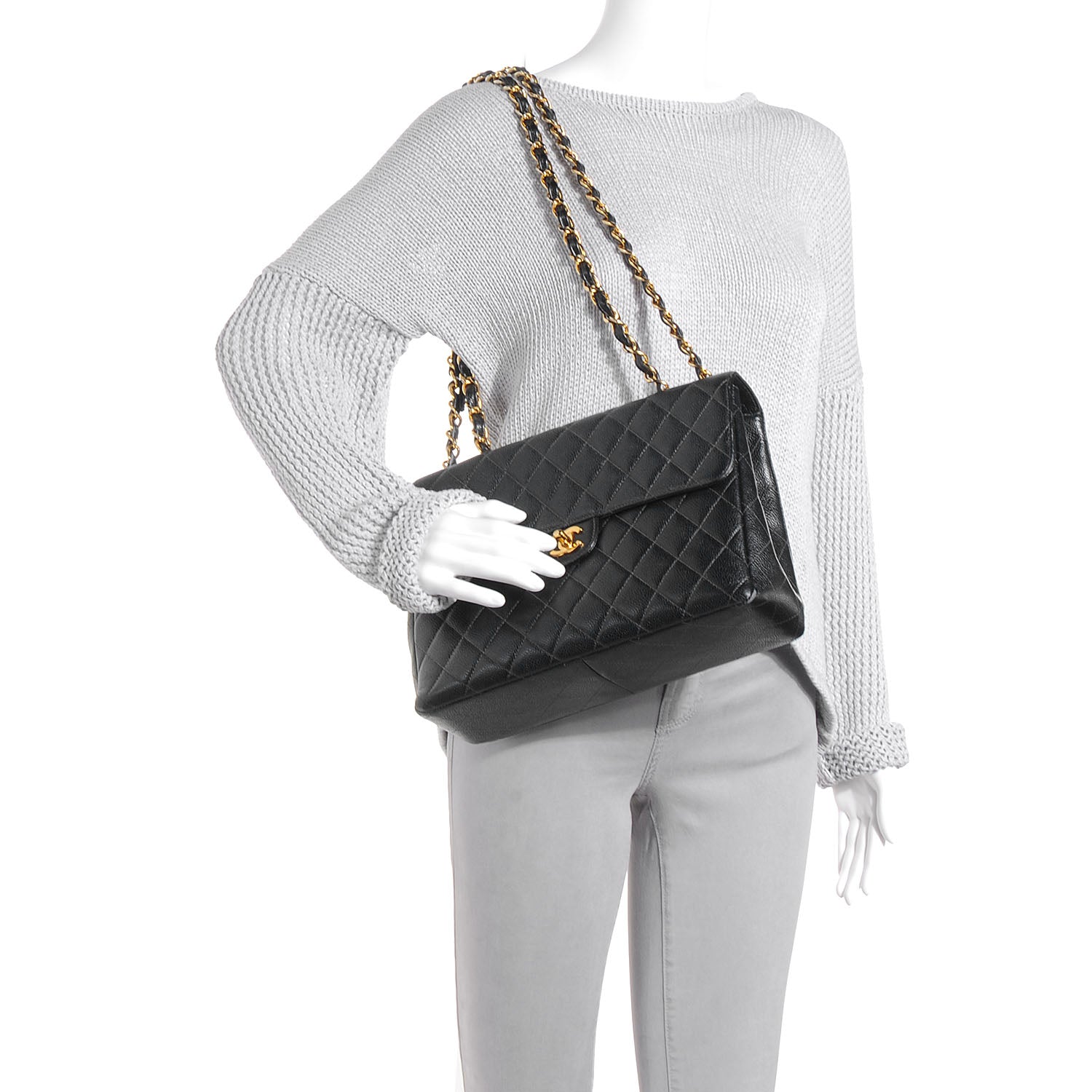 Chanel Caviar Jumbo Single Flap Black 2 of 9