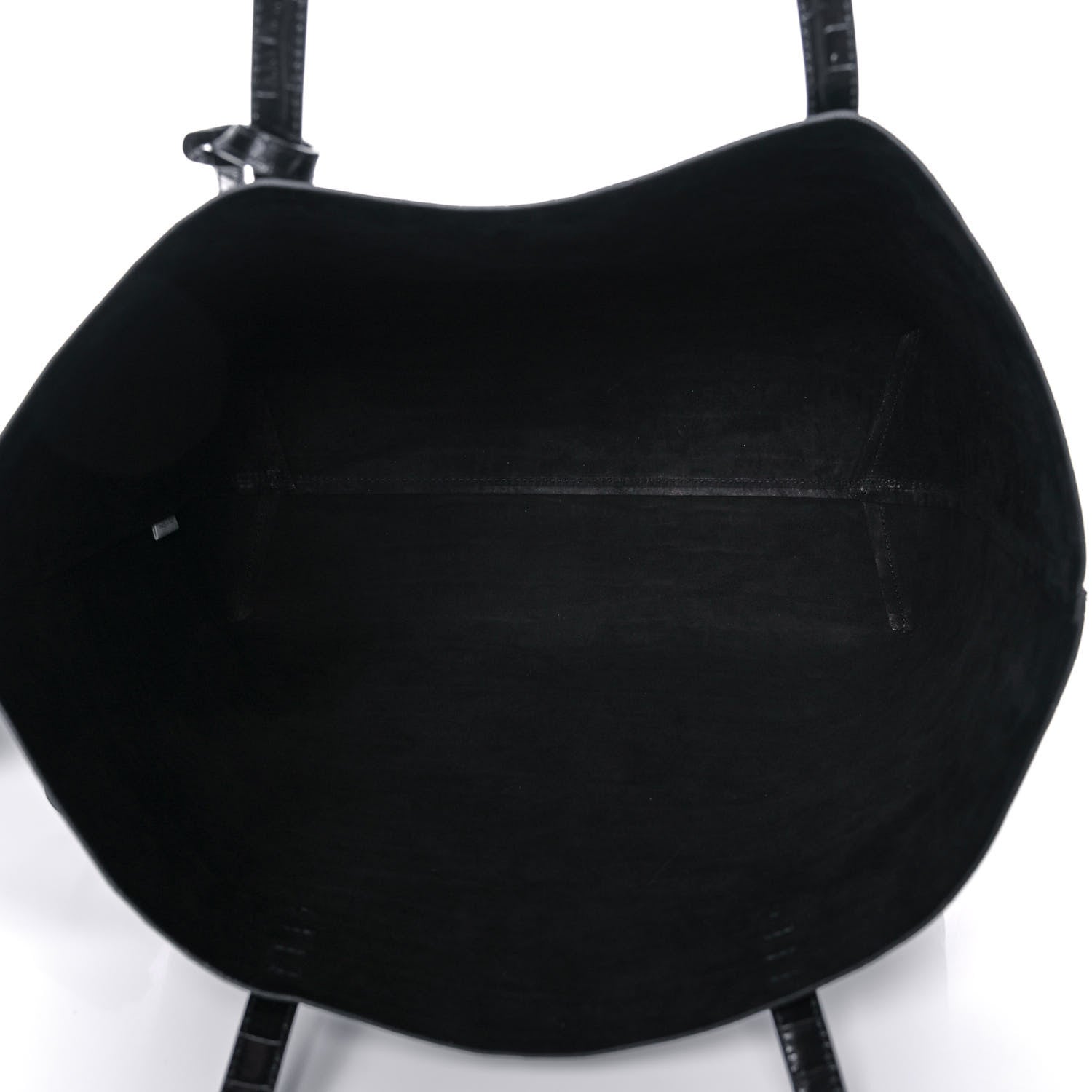 Mansur Gavriel Calfskin Crocodile Embossed Large Shopping Tote Black 5 of 12