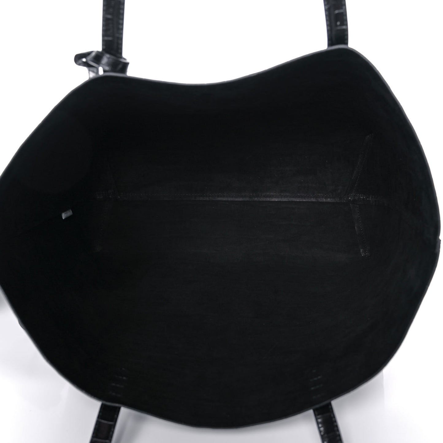 Calfskin Crocodile Embossed Large Shopping Tote Black
