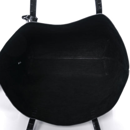 Mansur Gavriel Calfskin Crocodile Embossed Large Shopping Tote Black 5 of 12