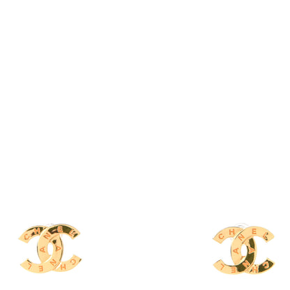 Chanel Metal CC Paris Button Stud Earrings Gold 1 of 5